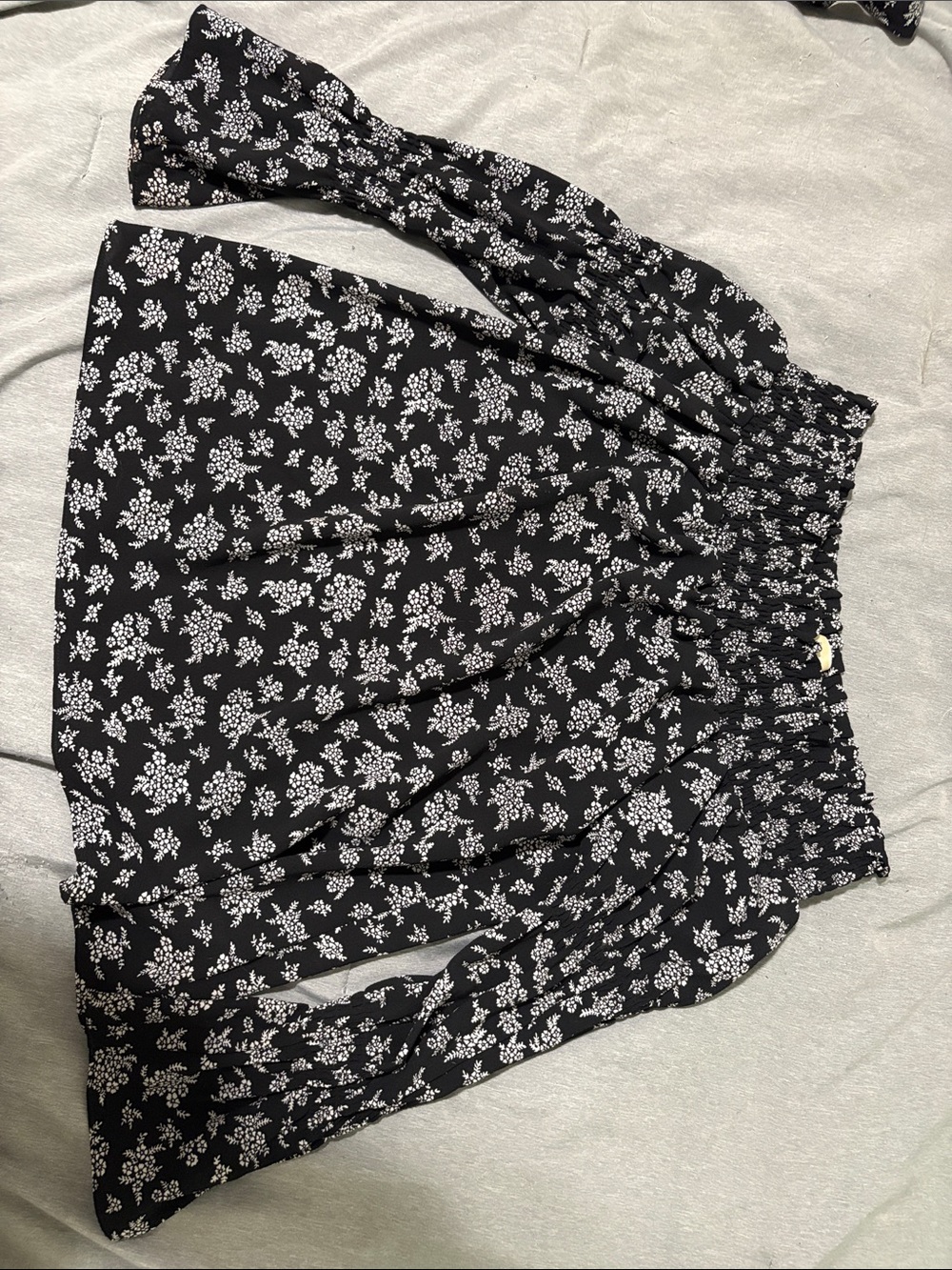 MICHAEL Michael Kors Black and White Floral Off-the-Shoulder Top